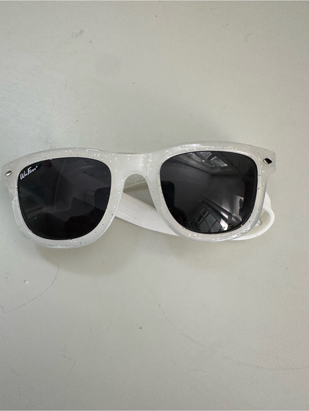 White Kids Sunglasses with Sparkle Frame - Wee Fares